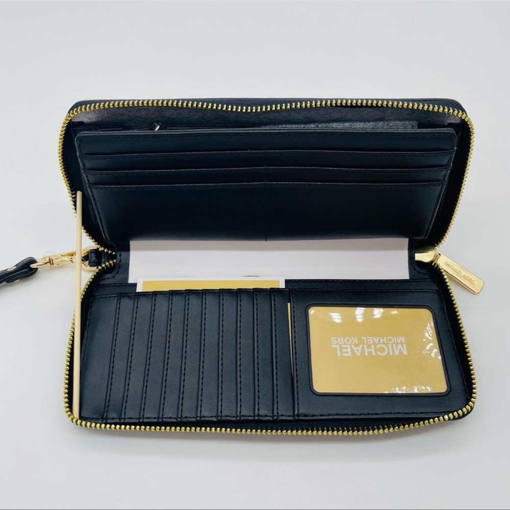 Michael Kors Large Continental Wallet Wristlet Black Leather - Picture 7 of 7